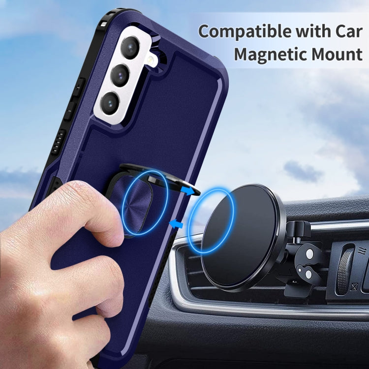 For Samsung Galaxy S22+ 5G 3 in 1 Ring Holder PC + TPU Phone Case