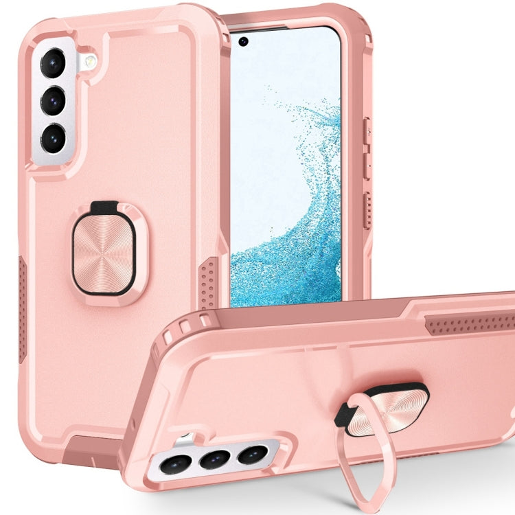 For Samsung Galaxy S22+ 5G 3 in 1 Ring Holder PC + TPU Phone Case