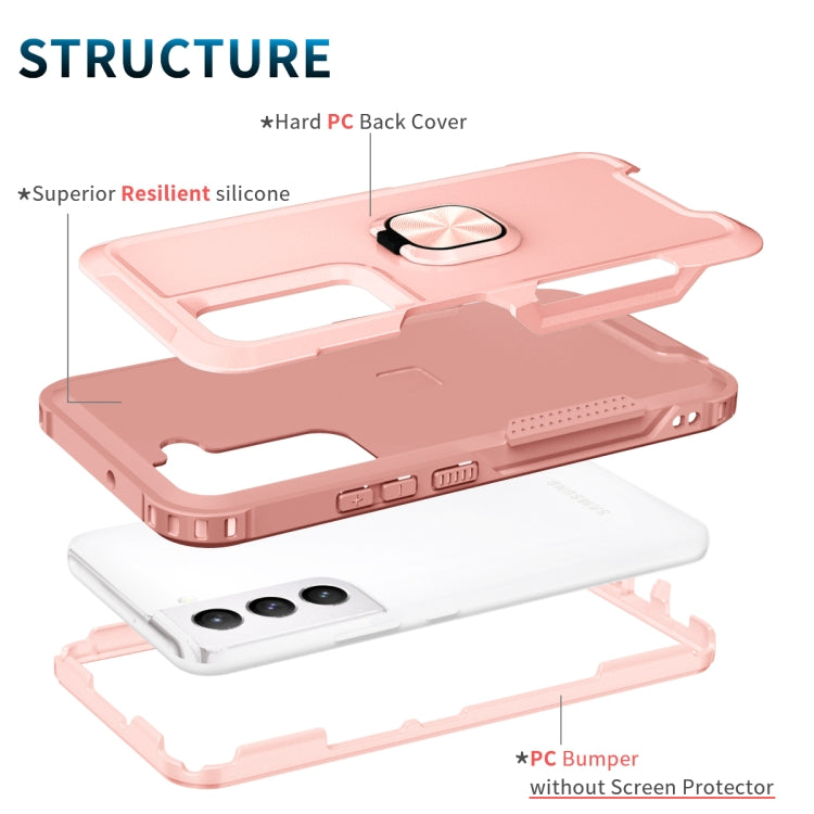For Samsung Galaxy S22+ 5G 3 in 1 Ring Holder PC + TPU Phone Case