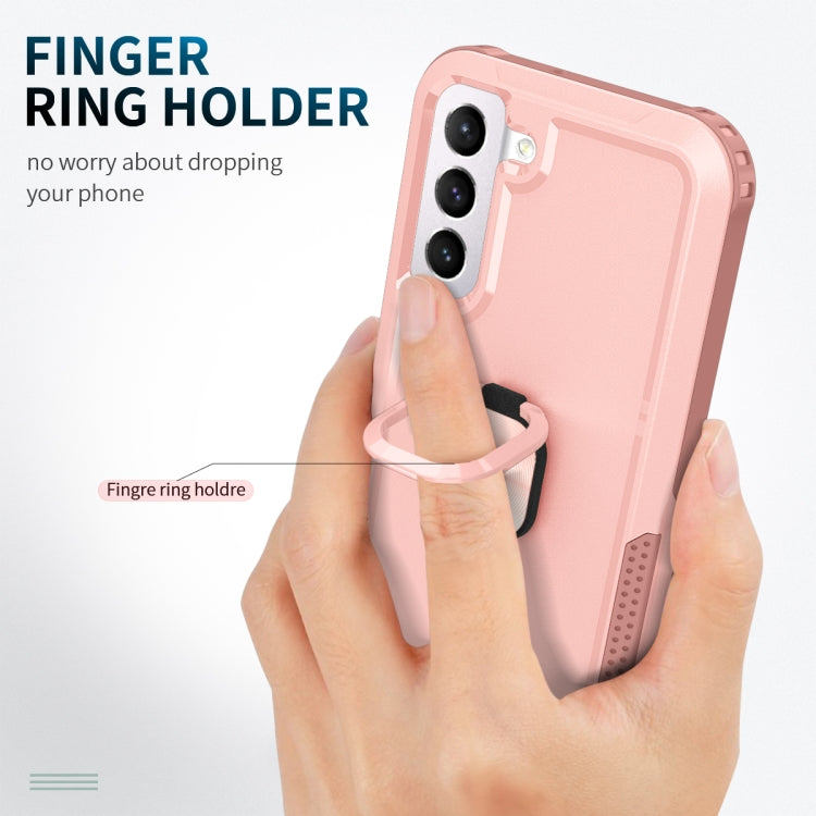 For Samsung Galaxy S22+ 5G 3 in 1 Ring Holder PC + TPU Phone Case