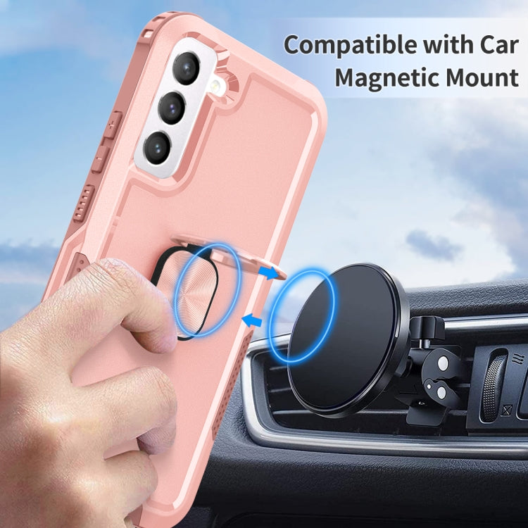 For Samsung Galaxy S22+ 5G 3 in 1 Ring Holder PC + TPU Phone Case