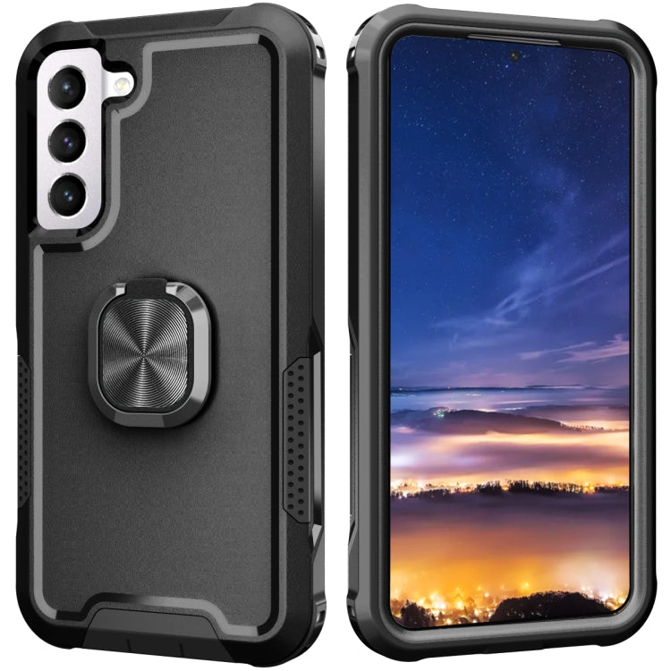 For Samsung Galaxy S22+ 5G 3 in 1 Ring Holder PC + TPU Phone Case