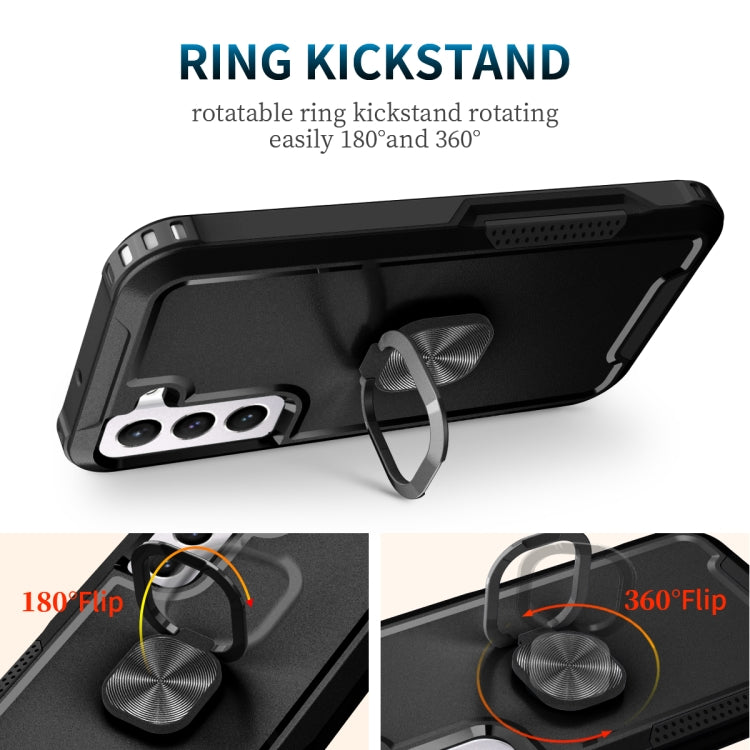 For Samsung Galaxy S22+ 5G 3 in 1 Ring Holder PC + TPU Phone Case