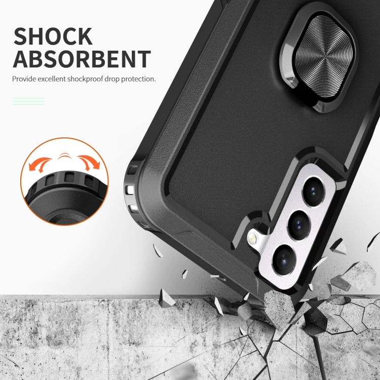 For Samsung Galaxy S22+ 5G 3 in 1 Ring Holder PC + TPU Phone Case