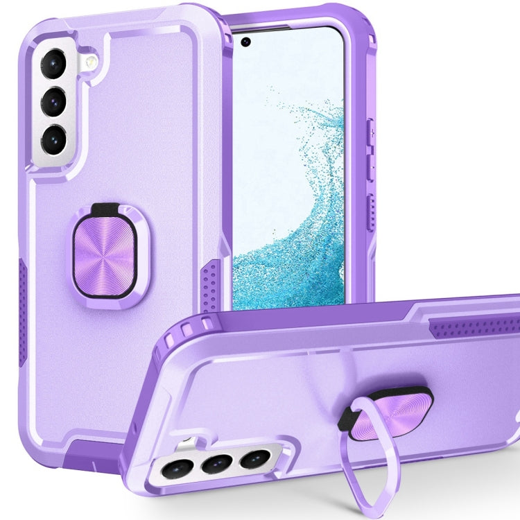 For Samsung Galaxy S22+ 5G 3 in 1 Ring Holder PC + TPU Phone Case