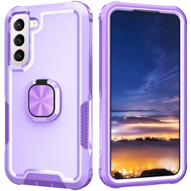 For Samsung Galaxy S22+ 5G 3 in 1 Ring Holder PC + TPU Phone Case