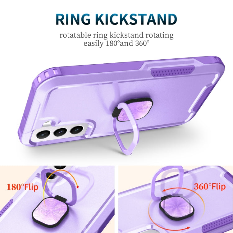For Samsung Galaxy S22+ 5G 3 in 1 Ring Holder PC + TPU Phone Case