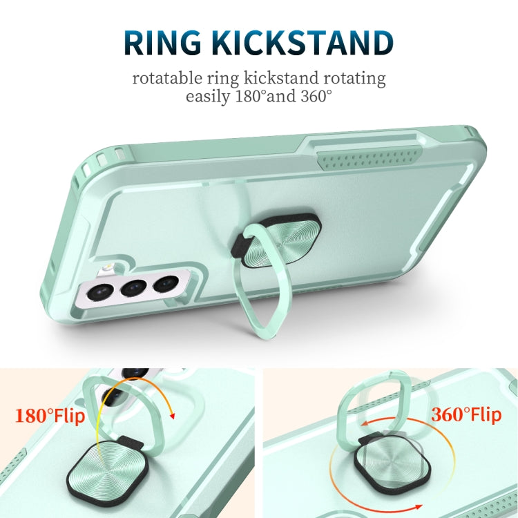 For Samsung Galaxy S21 FE 5G 3 in 1 Ring Holder PC + TPU Phone Case