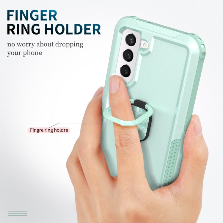 For Samsung Galaxy S21 FE 5G 3 in 1 Ring Holder PC + TPU Phone Case