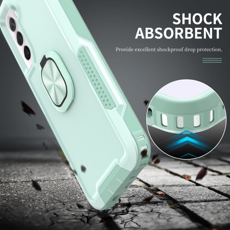 For Samsung Galaxy S21 FE 5G 3 in 1 Ring Holder PC + TPU Phone Case