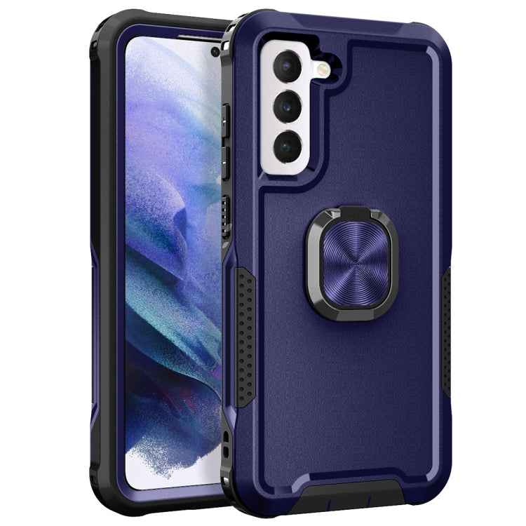 For Samsung Galaxy S21 FE 5G 3 in 1 Ring Holder PC + TPU Phone Case