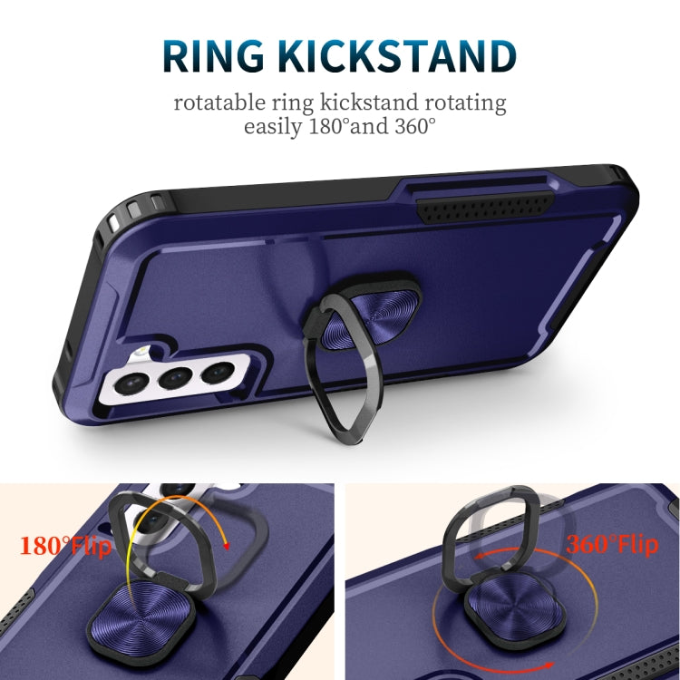 For Samsung Galaxy S21 FE 5G 3 in 1 Ring Holder PC + TPU Phone Case