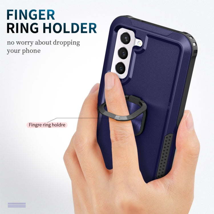 For Samsung Galaxy S21 FE 5G 3 in 1 Ring Holder PC + TPU Phone Case