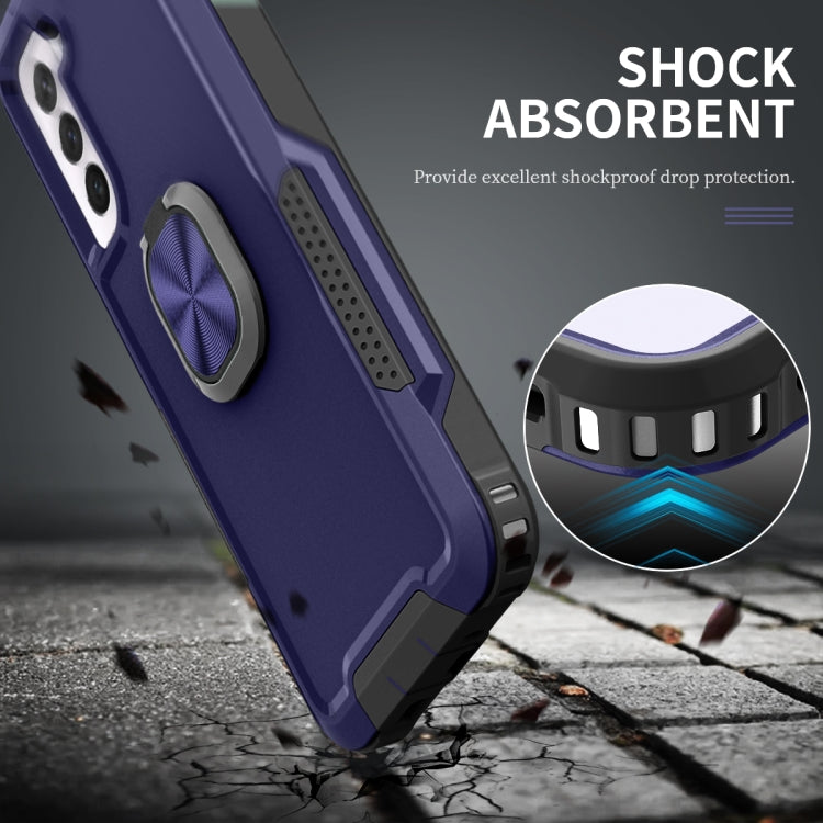 For Samsung Galaxy S21 FE 5G 3 in 1 Ring Holder PC + TPU Phone Case
