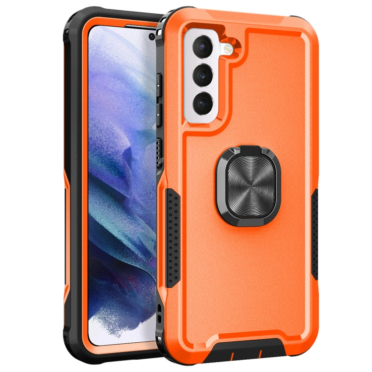 For Samsung Galaxy S21 FE 5G 3 in 1 Ring Holder PC + TPU Phone Case