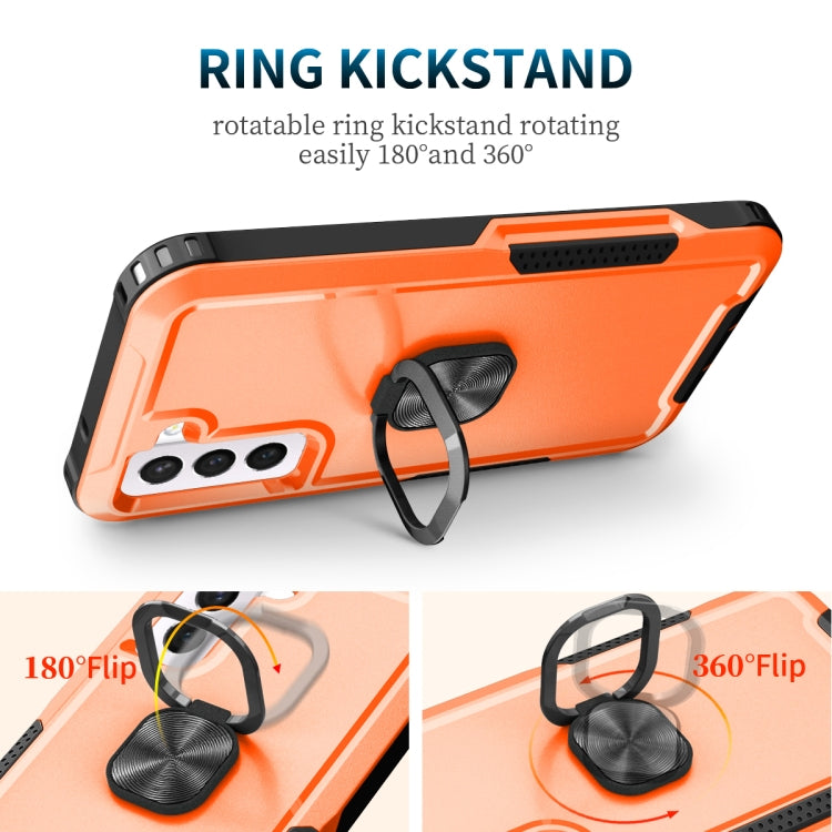 For Samsung Galaxy S21 FE 5G 3 in 1 Ring Holder PC + TPU Phone Case