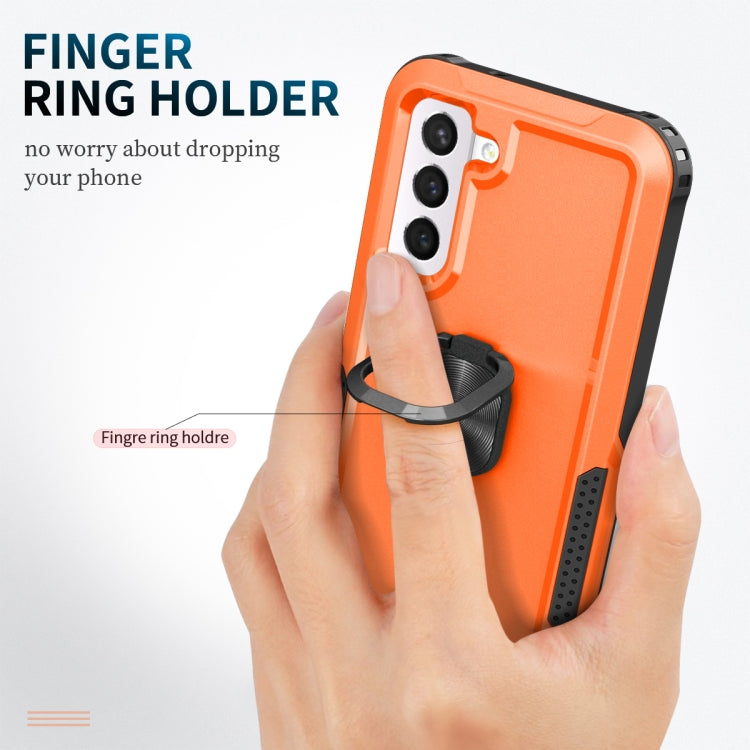 For Samsung Galaxy S21 FE 5G 3 in 1 Ring Holder PC + TPU Phone Case