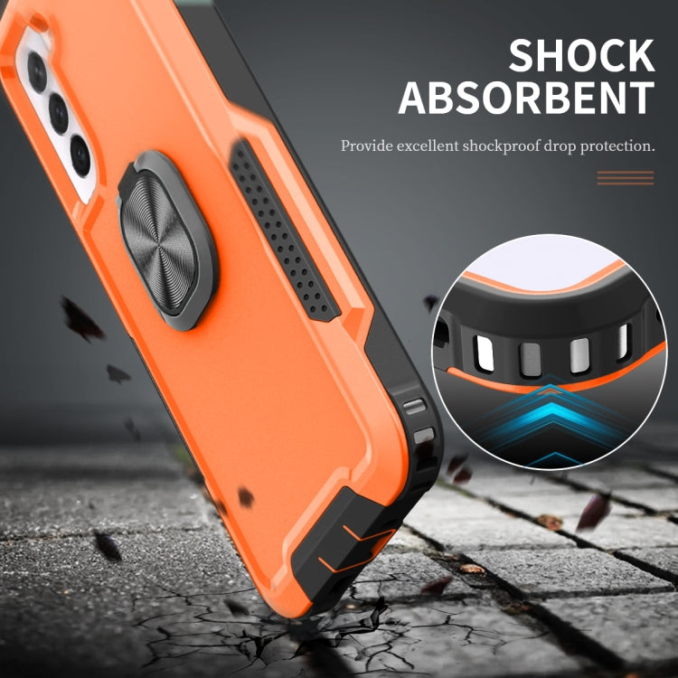 For Samsung Galaxy S21 FE 5G 3 in 1 Ring Holder PC + TPU Phone Case