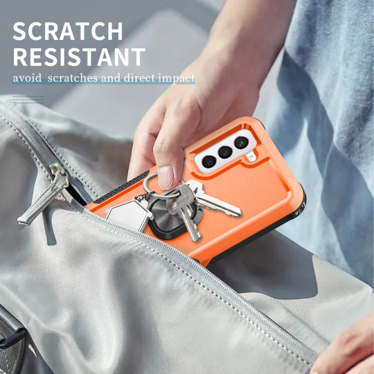 For Samsung Galaxy S21 FE 5G 3 in 1 Ring Holder PC + TPU Phone Case