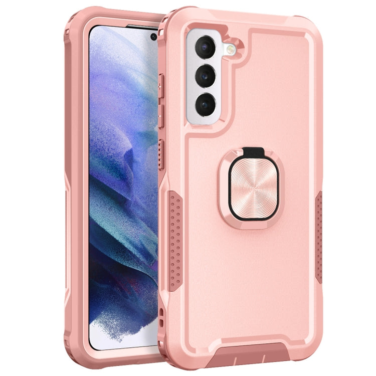 For Samsung Galaxy S21 FE 5G 3 in 1 Ring Holder PC + TPU Phone Case