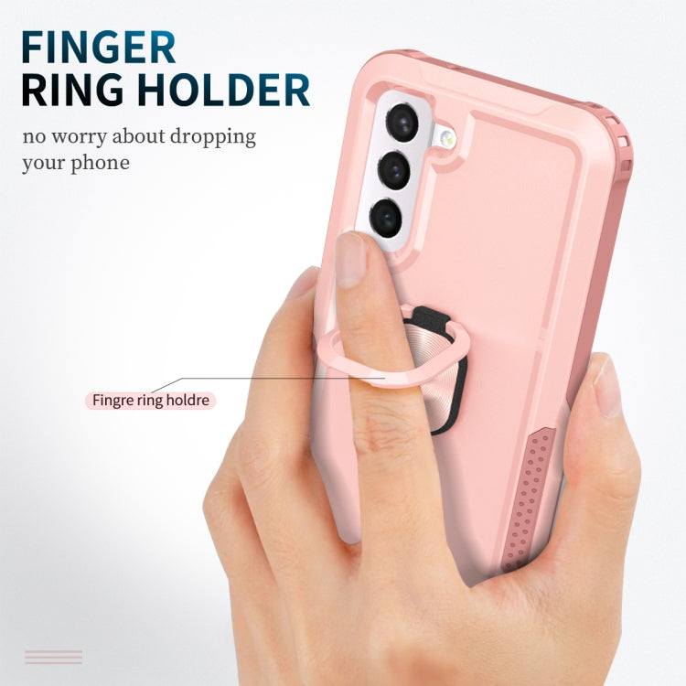 For Samsung Galaxy S21 FE 5G 3 in 1 Ring Holder PC + TPU Phone Case