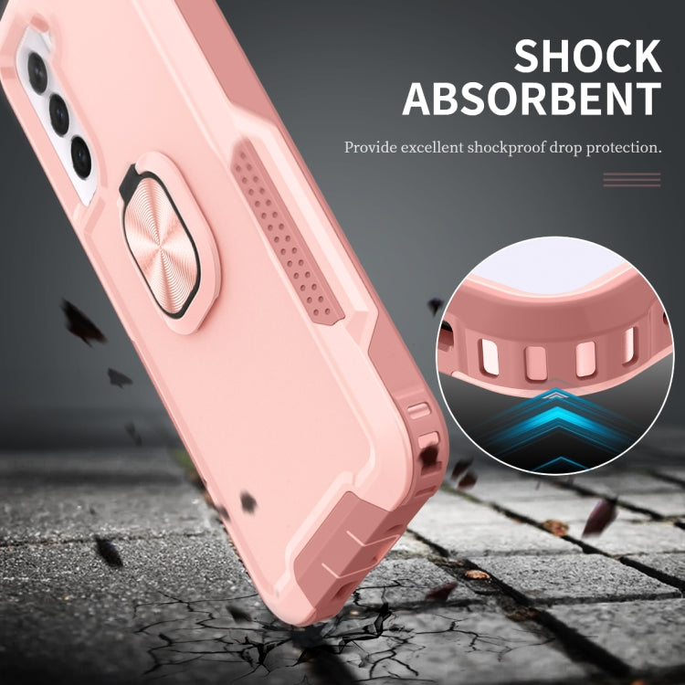 For Samsung Galaxy S21 FE 5G 3 in 1 Ring Holder PC + TPU Phone Case