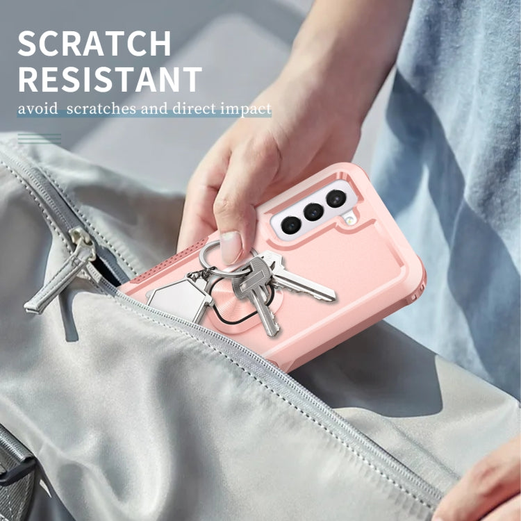 For Samsung Galaxy S21 FE 5G 3 in 1 Ring Holder PC + TPU Phone Case