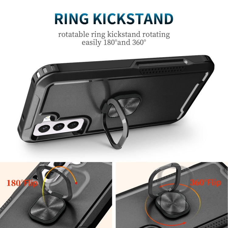 For Samsung Galaxy S21 FE 5G 3 in 1 Ring Holder PC + TPU Phone Case