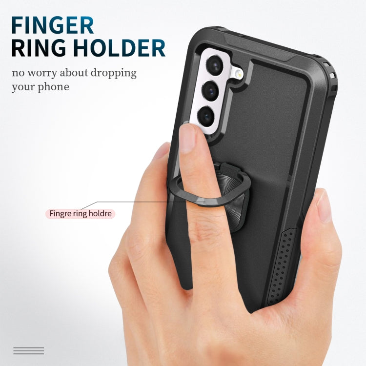For Samsung Galaxy S21 FE 5G 3 in 1 Ring Holder PC + TPU Phone Case
