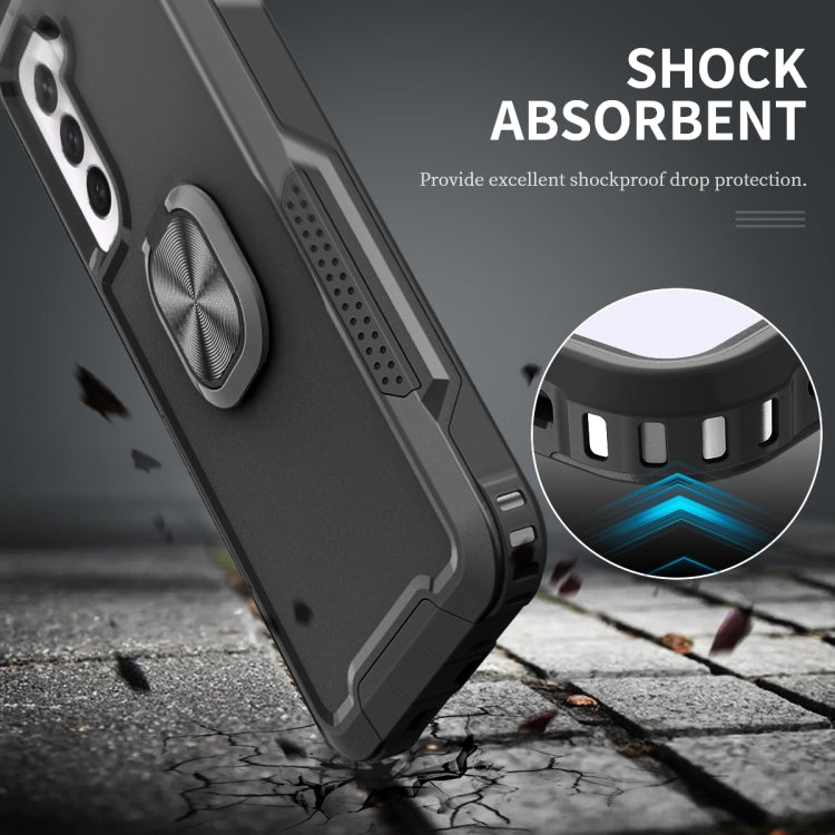 For Samsung Galaxy S21 FE 5G 3 in 1 Ring Holder PC + TPU Phone Case