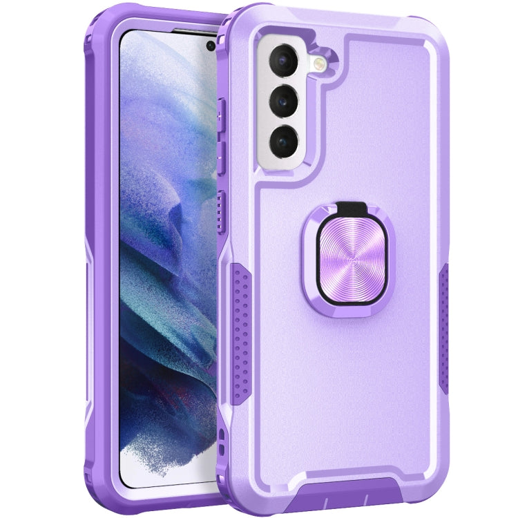 For Samsung Galaxy S21 FE 5G 3 in 1 Ring Holder PC + TPU Phone Case