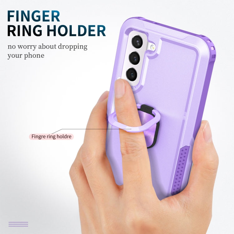 For Samsung Galaxy S21 FE 5G 3 in 1 Ring Holder PC + TPU Phone Case