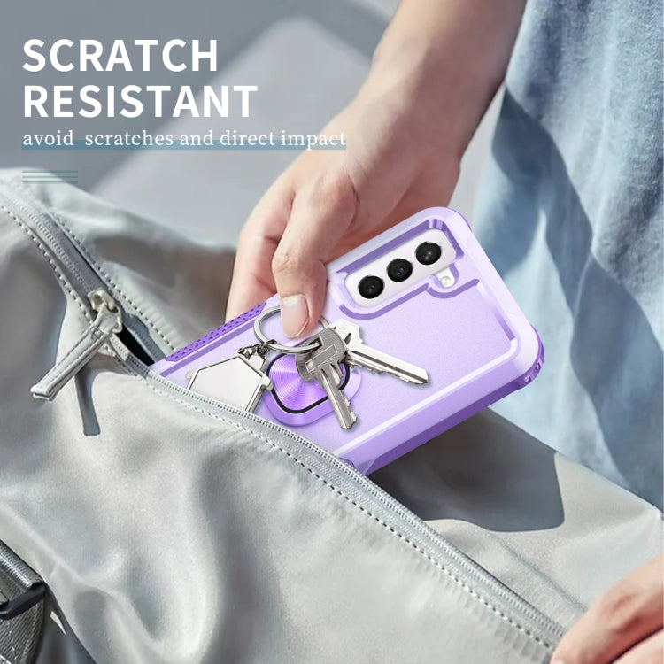 For Samsung Galaxy S21 FE 5G 3 in 1 Ring Holder PC + TPU Phone Case