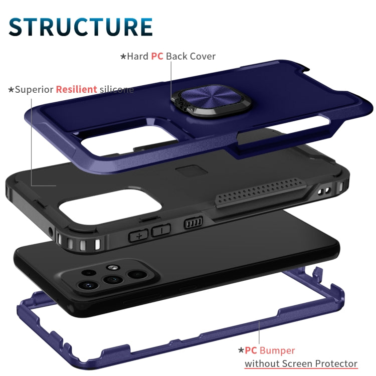 For Samsung Galaxy A33 5G 3 in 1 Ring Holder PC + TPU Phone Case