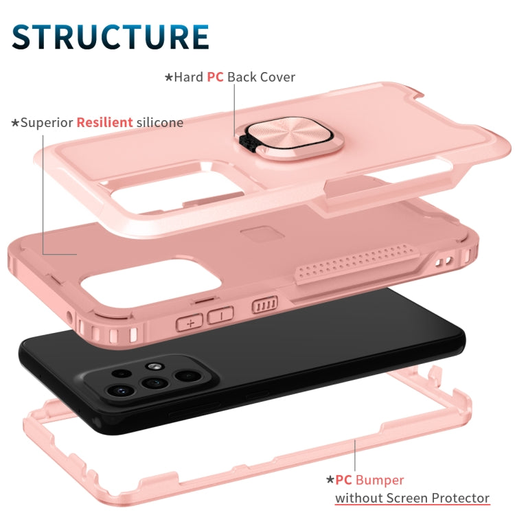 For Samsung Galaxy A33 5G 3 in 1 Ring Holder PC + TPU Phone Case
