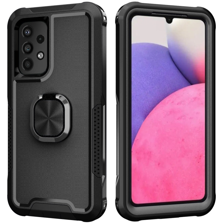 For Samsung Galaxy A33 5G 3 in 1 Ring Holder PC + TPU Phone Case