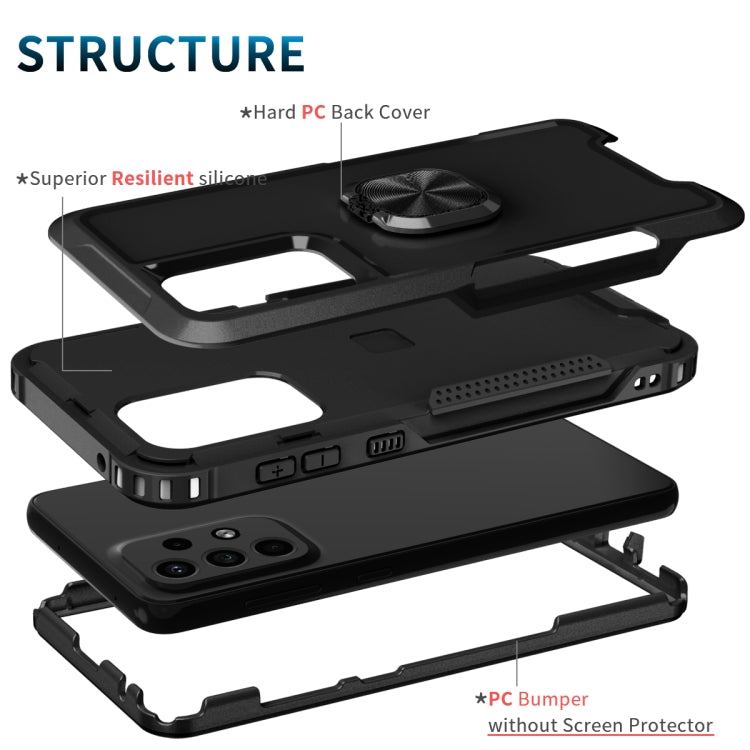 For Samsung Galaxy A33 5G 3 in 1 Ring Holder PC + TPU Phone Case