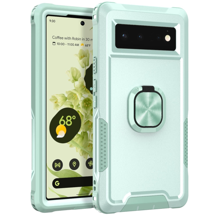 For Google Pixel 6 3 in 1 Ring Holder PC + TPU Phone Case