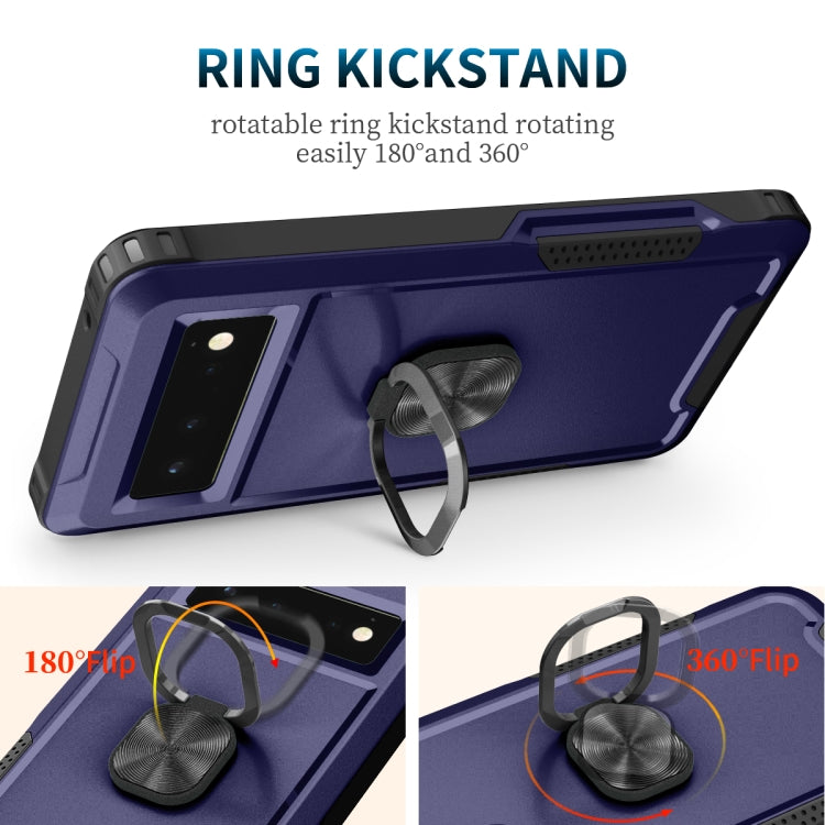 For Google Pixel 6 3 in 1 Ring Holder PC + TPU Phone Case