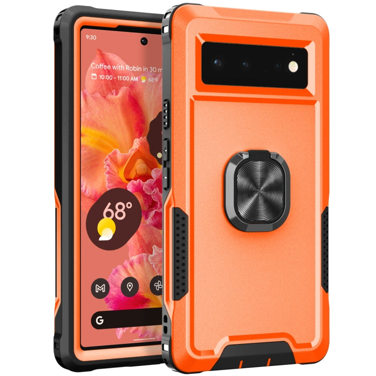 For Google Pixel 6 3 in 1 Ring Holder PC + TPU Phone Case