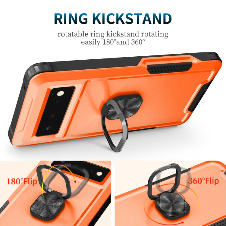 For Google Pixel 6 3 in 1 Ring Holder PC + TPU Phone Case