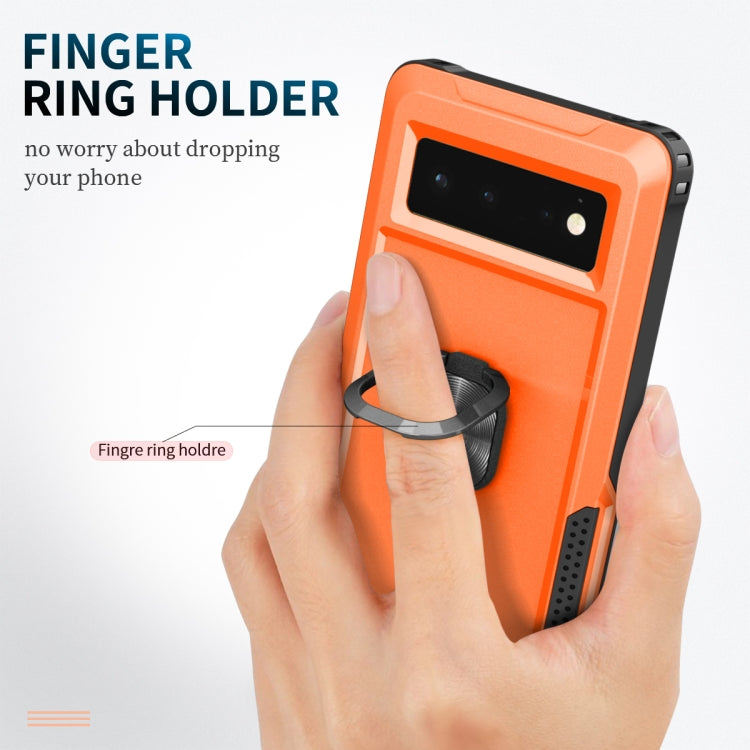 For Google Pixel 6 3 in 1 Ring Holder PC + TPU Phone Case