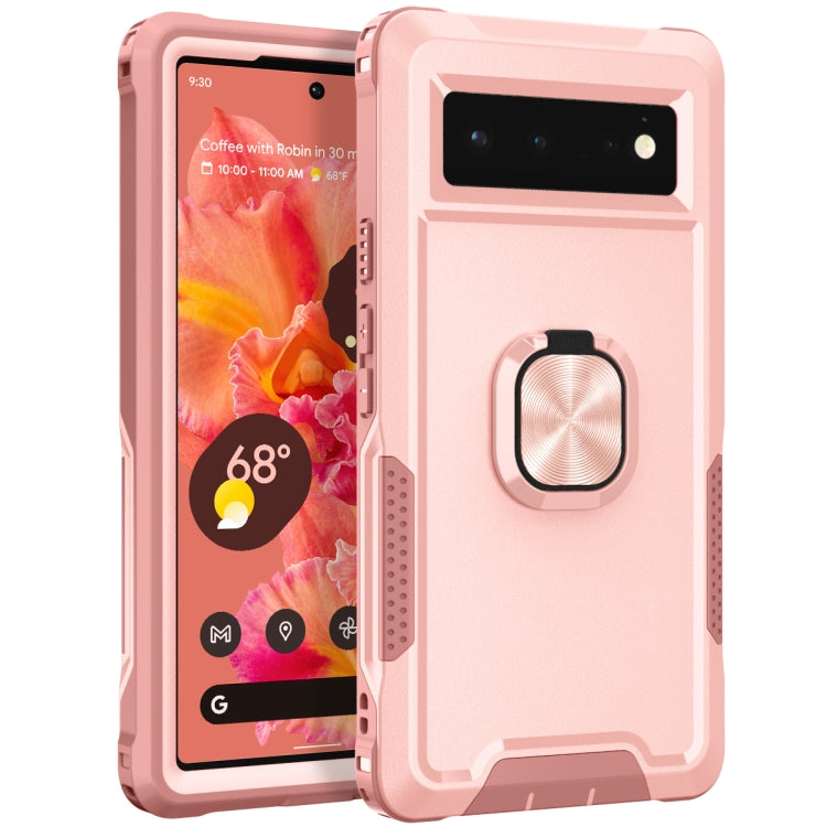 For Google Pixel 6 3 in 1 Ring Holder PC + TPU Phone Case