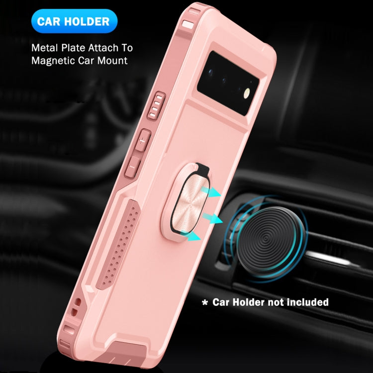 For Google Pixel 6 3 in 1 Ring Holder PC + TPU Phone Case