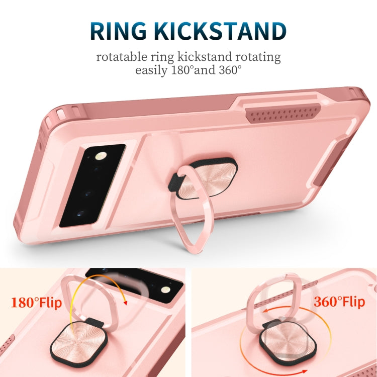For Google Pixel 6 3 in 1 Ring Holder PC + TPU Phone Case