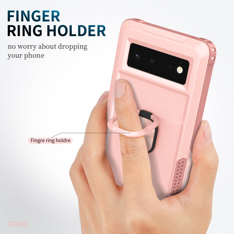 For Google Pixel 6 3 in 1 Ring Holder PC + TPU Phone Case