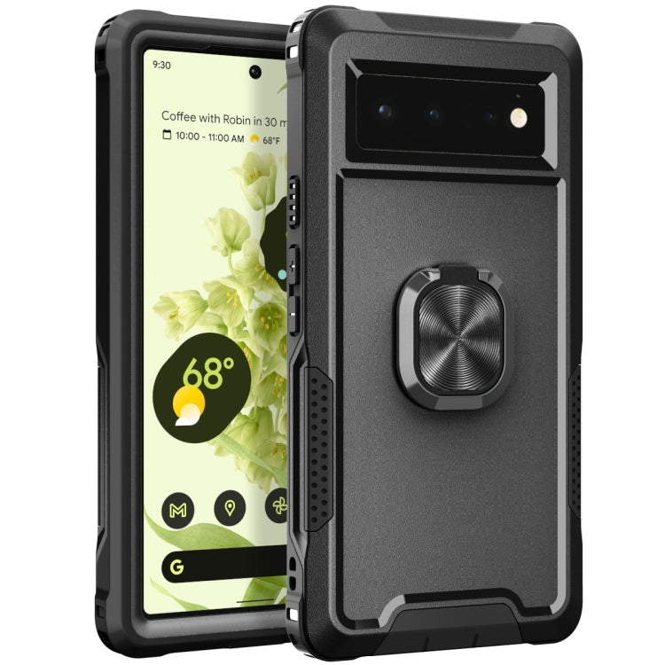 For Google Pixel 6 3 in 1 Ring Holder PC + TPU Phone Case