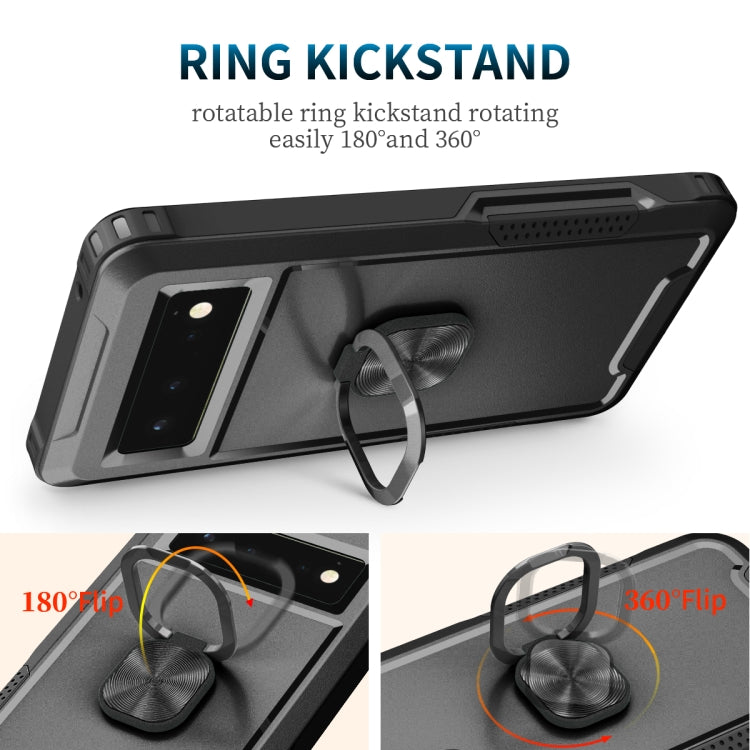 For Google Pixel 6 3 in 1 Ring Holder PC + TPU Phone Case