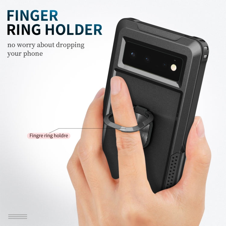 For Google Pixel 6 3 in 1 Ring Holder PC + TPU Phone Case