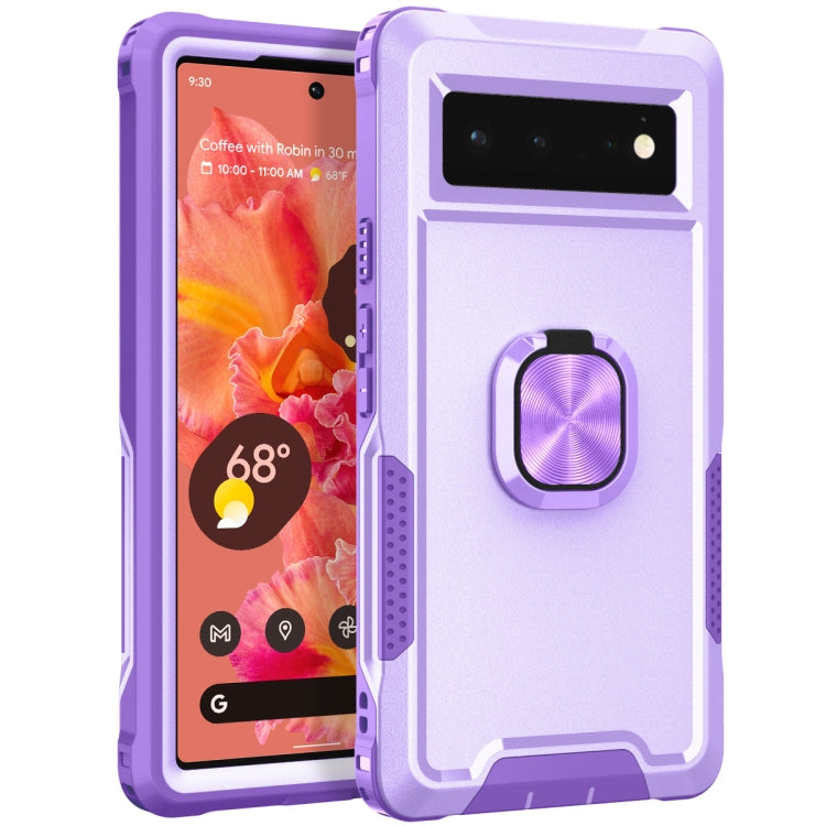 For Google Pixel 6 3 in 1 Ring Holder PC + TPU Phone Case